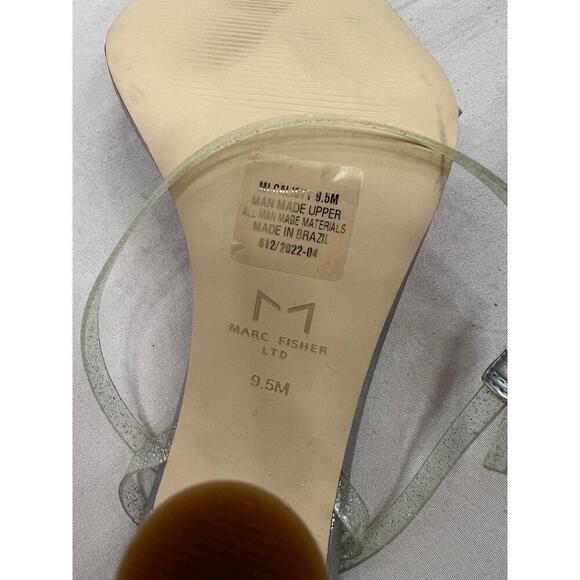 Marc Fisher Calisty Shoes Ankle Strap Size US 8 Clear Silver Heel Trendy Elegant - Picture 8 of 9